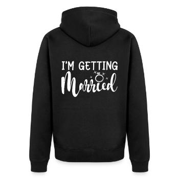 Ich bin immer verheiratet - Bachelorette Party Geschenk - Unisex Premium Bio Zip Hoodie - Schwarz - Hinten - Nico (187cm)