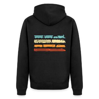 Vintage Eisenbahner Lokführer Zugführer Zug Beruf - Unisex Premium Bio Zip Hoodie - Schwarz - Hinten - Nico (187cm)