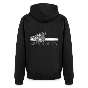 Kiefernchirurg Kettensäge Holzfäller Waldarbeiter - Unisex Premium Bio Zip Hoodie - Schwarz - Hinten - Nico (187cm)