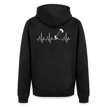 Kitesurfer Herzschlag Kitesurfen EKG Kiteboarden - Unisex Premium Bio Zip Hoodie - Schwarz - Hinten - Nico (187cm)