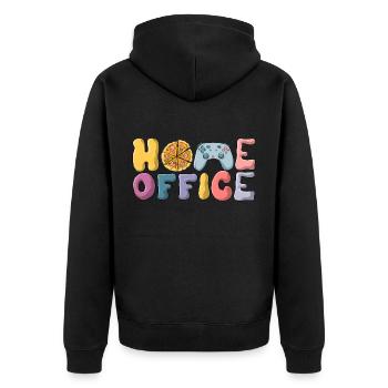 Home Office - Unisex Premium Bio Zip Hoodie - Schwarz - Hinten - Nico (187cm)