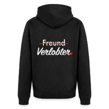 Freund zum Verlobten I Heiratsantrag Verlobung - Unisex Premium Bio Zip Hoodie - Schwarz - Hinten - Nico (187cm)