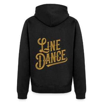 Line Dance mein Hobby - meine Passion - mein Ding - Unisex Premium Bio Zip Hoodie - Schwarz - Hinten - Nico (187cm)
