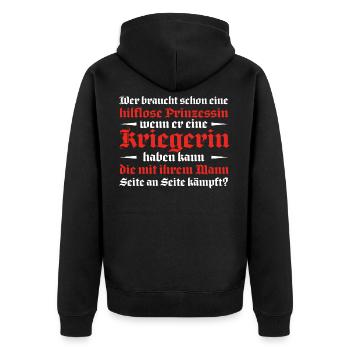 Wikinger Kriegerin Germane Prinzessin Geschenk - Unisex Premium Bio Zip Hoodie - Schwarz - Hinten - Nico (187cm)