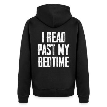 I Read Past My Bedtime - Unisex Premium Bio Zip Hoodie - Schwarz - Hinten - Nico (187cm)