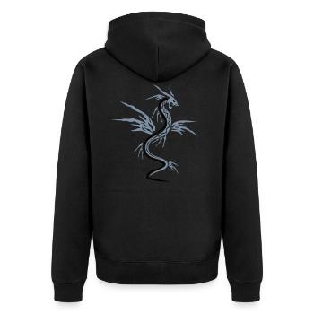 Dragon (3c) - Unisex Premium Bio Zip Hoodie - Schwarz - Hinten - Nico (187cm)