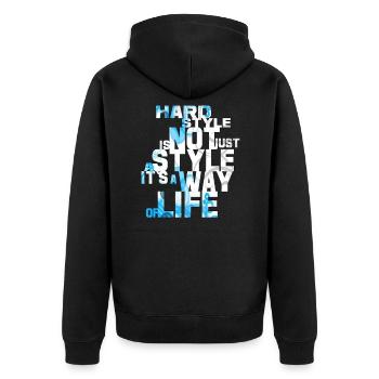 Not just a style! - Unisex Premium Bio Zip Hoodie - Schwarz - Hinten - Nico (187cm)