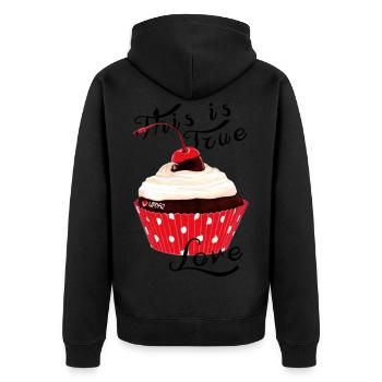 MUFFIN - Unisex Premium Bio Zip Hoodie - Schwarz - Hinten - Nico (187cm)