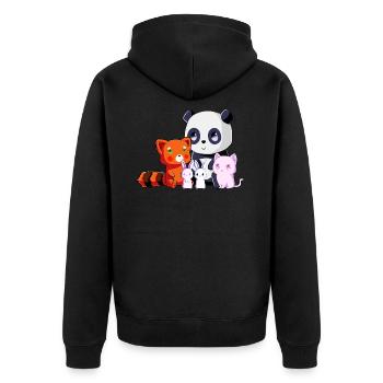 Team Kawaii - Unisex Premium Bio Zip Hoodie - Schwarz - Hinten - Nico (187cm)