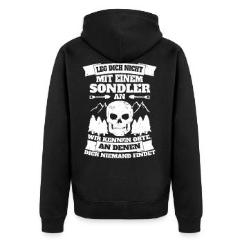 Sondler Sondeln lustiges Geschenk Spruch - Orte - Unisex Premium Bio Zip Hoodie - Schwarz - Hinten - Nico (187cm)