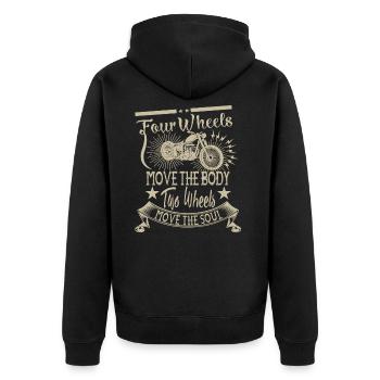 Two Wheels move the soul - Unisex Premium Bio Zip Hoodie - Schwarz - Hinten - Nico (187cm)