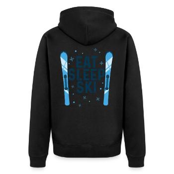 EAT SLEEP SKI - Unisex Premium Organic Zip Hoodie - black - Back - Nico (187cm)