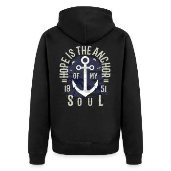 Hope Is The Anchor of my Life Hoffnung Anker Zitat - Unisex Premium Bio Zip Hoodie - Schwarz - Hinten - Nico (187cm)