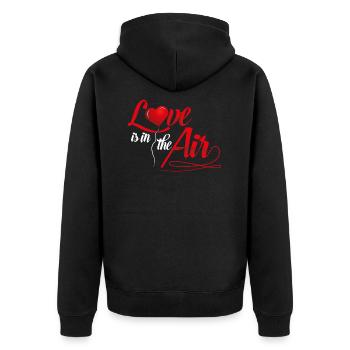LOVE is in the air - Liebe Herz Romantik Beziehung - Unisex Premium Bio Zip Hoodie - Schwarz - Hinten - Nico (187cm)