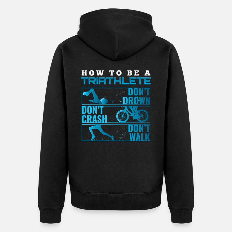 Triathlon Tshirt Geschenk Evolution Männer - Unisex Premium Bio Zip Hoodie - Schwarz