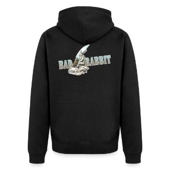 shirt motif bunny knife Bad Rabbit new - Unisex Premium Organic Zip Hoodie - black - Back - Nico (187cm)