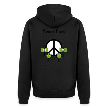 Peace peas - Unisex Premium Bio Zip Hoodie - Schwarz - Hinten - Nico (187cm)