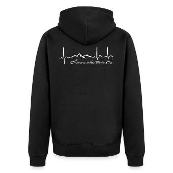 Home is where the Heart is - Unisex Premium Bio Zip Hoodie - Schwarz - Hinten - Nico (187cm)