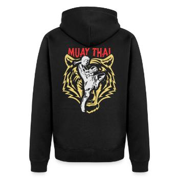 Muay Thai Boxe thaïlandaise - Veste à capuche bio Premium Unisexe - noir - Dos - Nico (187cm)