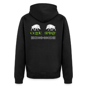Celtic Spirit - Eber - Unisex Premium Bio Zip Hoodie - Schwarz - Hinten - Nico (187cm)