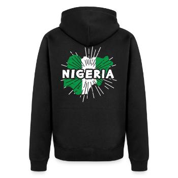 Nigeria - Unisex Premium Bio Zip Hoodie - Schwarz - Hinten - Nico (187cm)