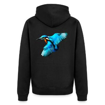 kingfisher - Unisex Premium Organic Zip Hoodie - black - Back - Nico (187cm)