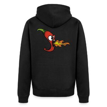 Scharfes Chili - Unisex Premium Bio Zip Hoodie - Schwarz - Hinten - Nico (187cm)