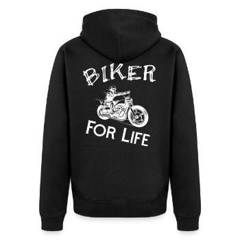 Motorrad Biker Bike Racer Shirt - Unisex Premium Bio Zip Hoodie - Schwarz - Hinten - Nico (187cm)
