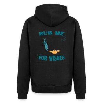 Wunderlampe Reiben Für Wünsche Gini Flaschengeist - Unisex Premium Bio Zip Hoodie - Schwarz - Hinten - Nico (187cm)