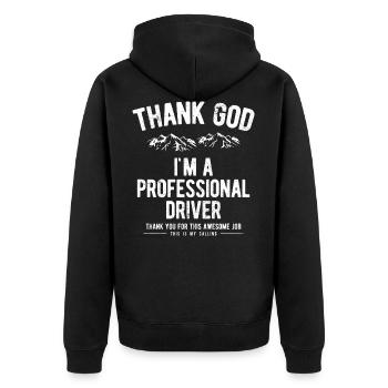MERCI DIEU pilote professionnel pilote dit paroles - Veste à capuche bio Premium Unisexe - noir - Dos - Nico (187cm)