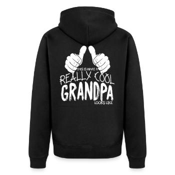 Ich bin ein echt cooler Opa Familie Daumen hoch - Unisex Premium Bio Zip Hoodie - Schwarz - Hinten - Nico (187cm)