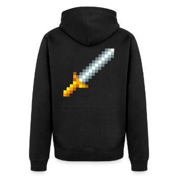 Retro 8-bit Pixel Schwert - Unisex Premium Bio Zip Hoodie - Schwarz - Hinten - Nico (187cm)