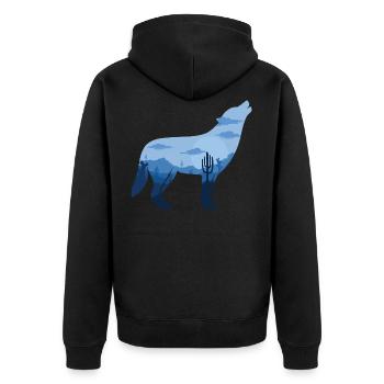 Loup hurlant à la pleine lune | Cadeau silhouette - Veste à capuche bio Premium Unisexe - noir - Dos - Nico (187cm)