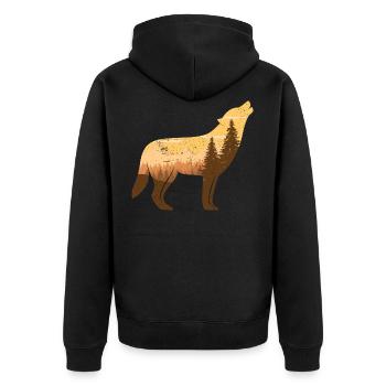 Loup hurlant à la pleine lune | Cadeau silhouette - Veste à capuche bio Premium Unisexe - noir - Dos - Nico (187cm)