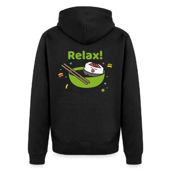 Sushi Maki Nigiri Geschenk Soja japanisch essen - Unisex Premium Bio Zip Hoodie - Schwarz - Hinten - Nico (187cm)