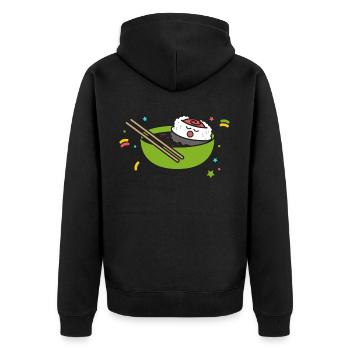 Sushi Nigiri Maki Geschenk japanisch lustig essen - Unisex Premium Bio Zip Hoodie - Schwarz - Hinten - Nico (187cm)
