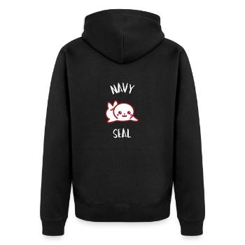 Little Seal - Manga Kawaii Seal - Unisex Premium Organic Zip Hoodie - black - Back - Nico (187cm)