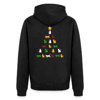 Cat cats Christmas gift tree funny animal - Unisex Premium Organic Zip Hoodie - black - Back - Nico (187cm)