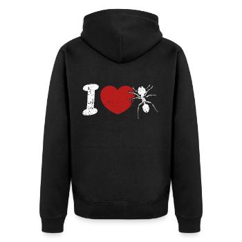 Ameise Herz Ameisen Geschenk Natur Liebe Insekten - Unisex Premium Bio Zip Hoodie - Schwarz - Hinten - Nico (187cm)