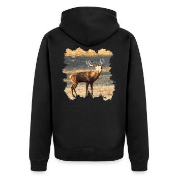 Un cerf rugissant en fin d'automne - Veste à capuche bio Premium Unisexe - noir - Dos - Nico (187cm)