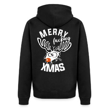 putain de noël noël renne drôle moche - Veste à capuche bio Premium Unisexe - noir - Dos - Nico (187cm)