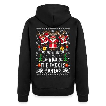 222 Cerf Rudolph Dabbing Who the Fuck is Santa - Veste à capuche bio Premium Unisexe - noir - Dos - Nico (187cm)