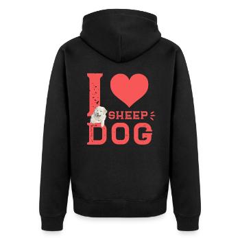 I love Sheepdog - Maremmano Abruzzese - Unisex Premium Organic Zip Hoodie - black - Back - Nico (187cm)