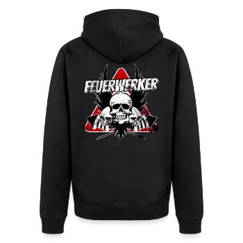 feuerwerker 04 - Unisex Premium Bio Zip Hoodie - Schwarz - Hinten - Nico (187cm)