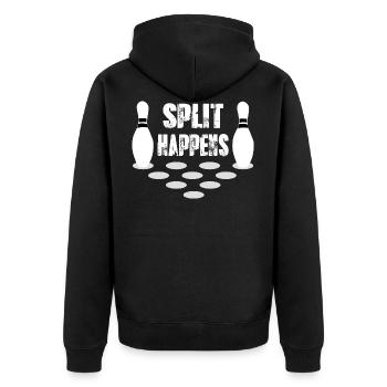 Split Happens white - Unisex Premium Organic Zip Hoodie - black - Back - Nico (187cm)