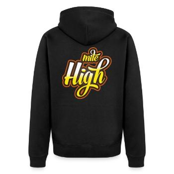 Kanabis mile high - Unisex Premium Bio Zip Hoodie - Schwarz - Hinten - Nico (187cm)