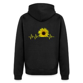 sunflowerbeat - zauberhafte Sonnenblume - Unisex Premium Bio Zip Hoodie - Schwarz - Hinten - Nico (187cm)