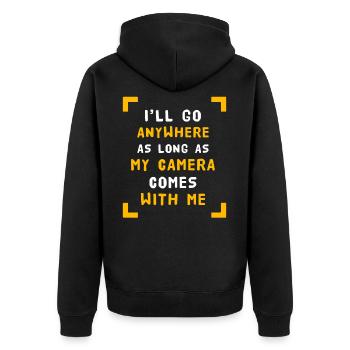 Photographe caméra photo caméra cadeau de caméra - Veste à capuche bio Premium Unisexe - noir - Dos - Nico (187cm)