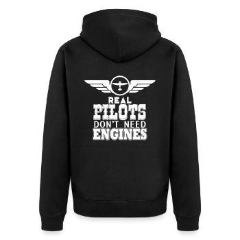 Pilot Glider Glider Gift Airplane - Unisex Premium Organic Zip Hoodie - black - Back - Nico (187cm)