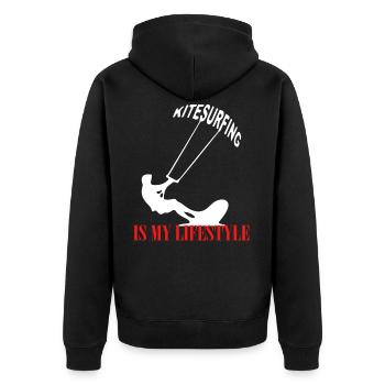 kite surfing boarding gift - Unisex Premium Organic Zip Hoodie - black - Back - Nico (187cm)